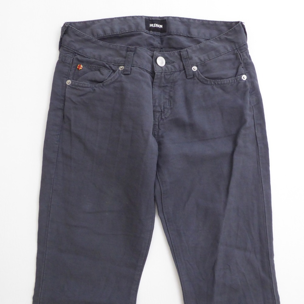 Hudson Womens Ferris Flap Flare Pants Gray Linen Blend Size 25